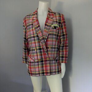 Vintage Colourful Plaid Blazer - 1980's style